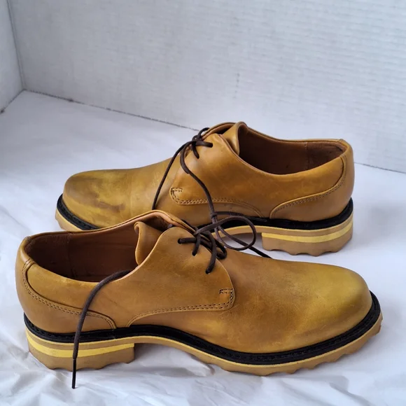 John Fluevog Kaya Oxford Loafers Yellow Size 7.5 - Picture 3 of 15